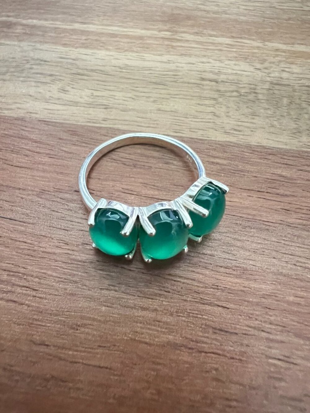Green Onyx Art Deco Cluster Ring 9 1/2